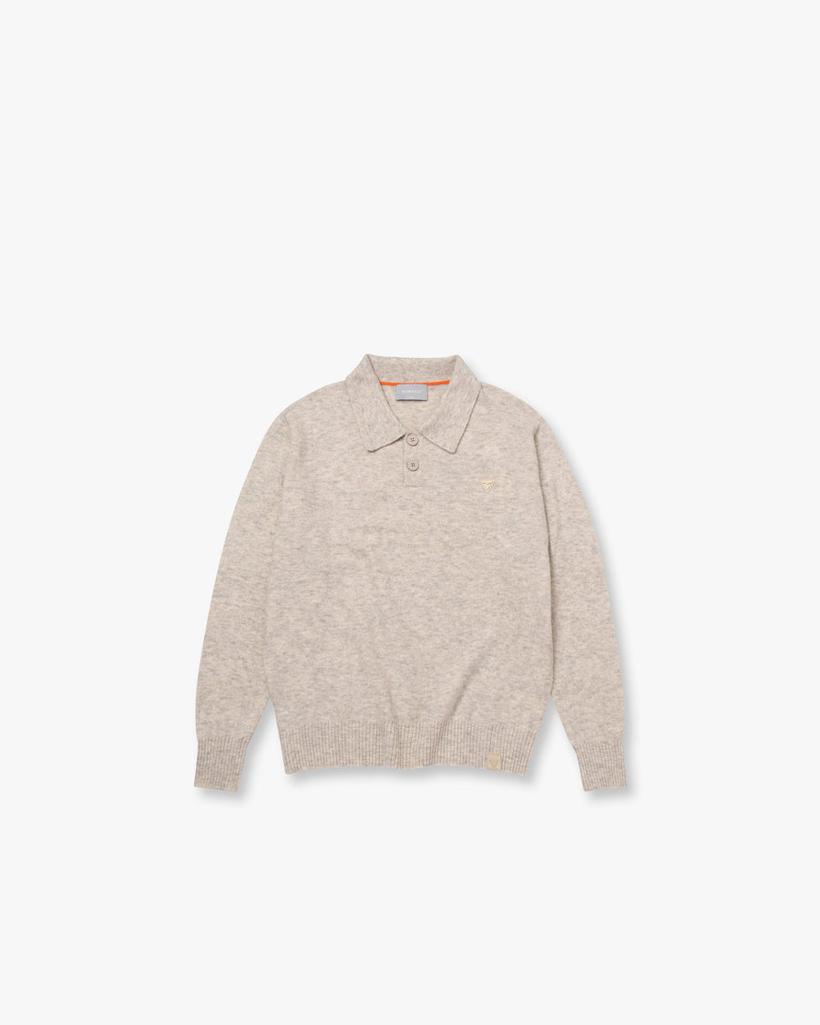 Brushed Wool-Blend Polo Sweater