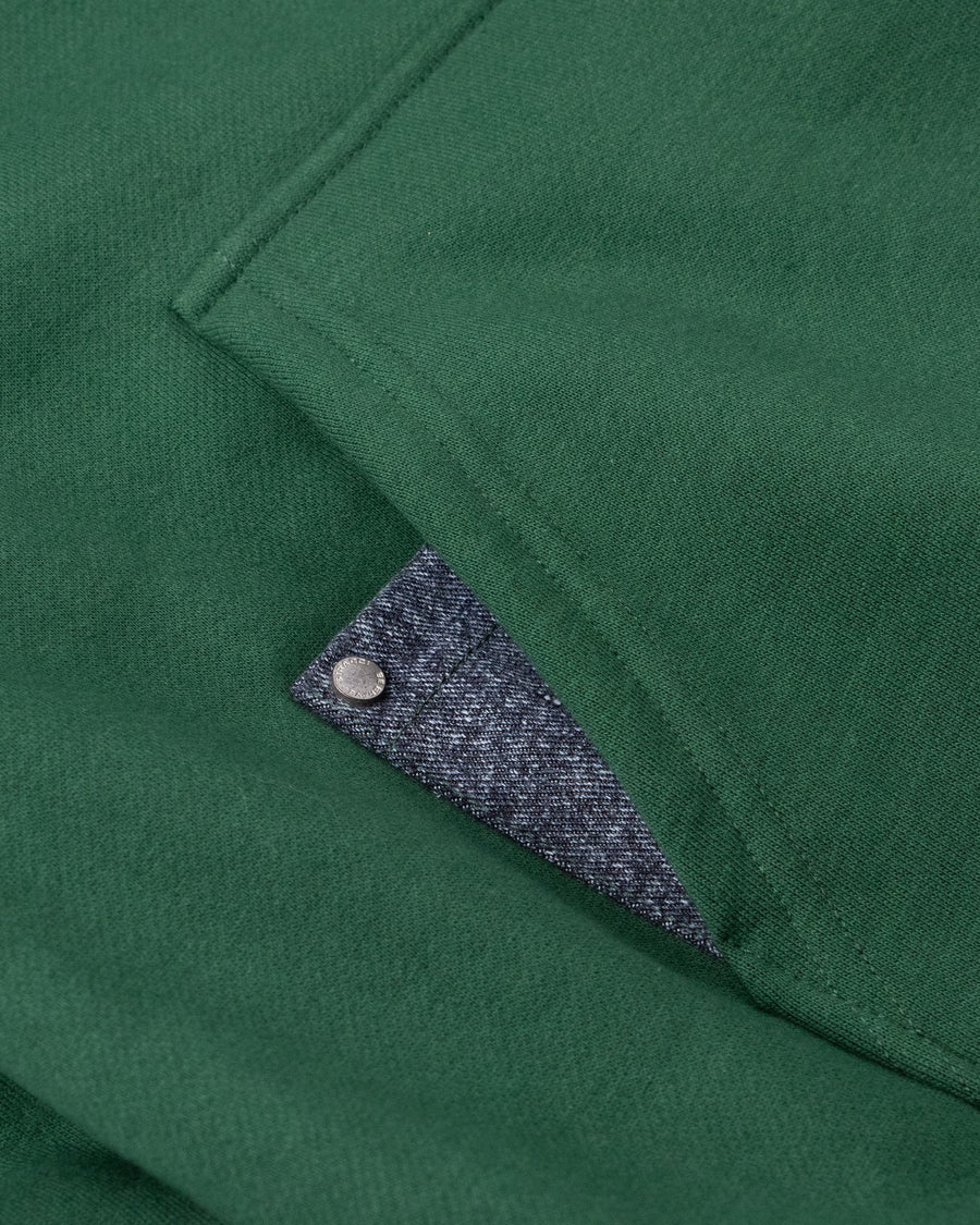 Half-Zip Denim Patch Hoodie
