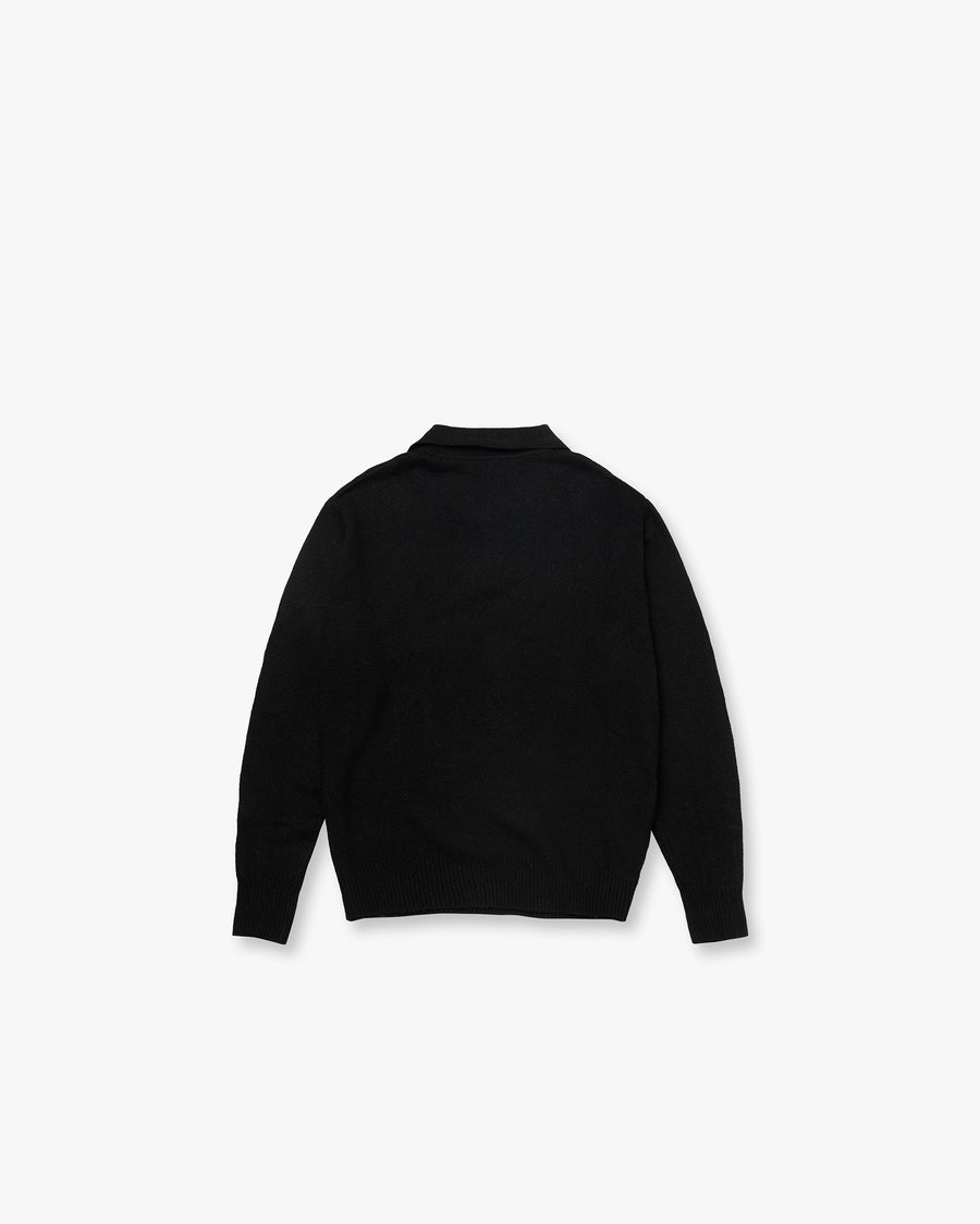 Brushed Wool-Blend Polo Sweater