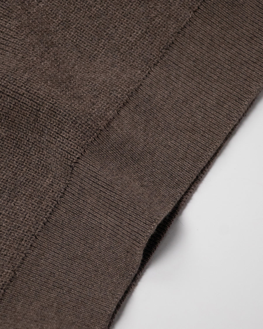 Half-Cardigan Rib Crewneck Sweater