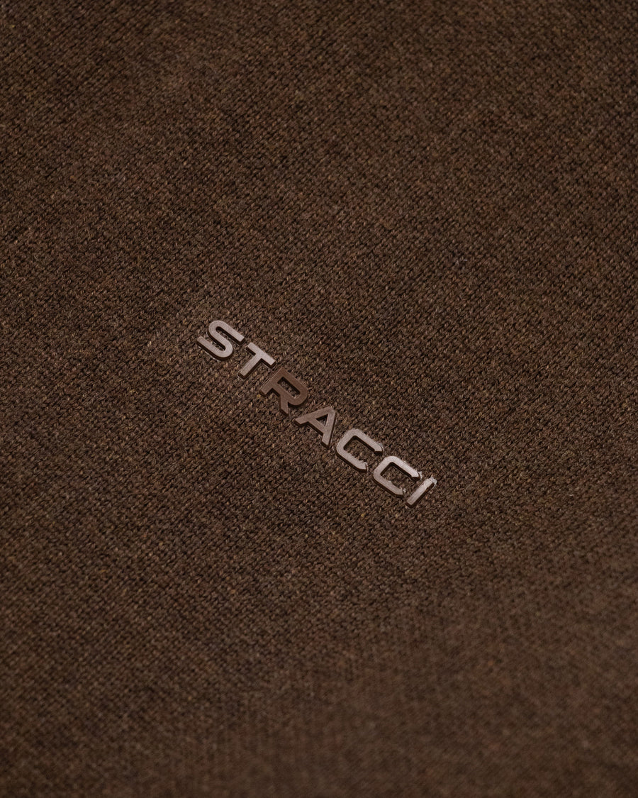 Stripe-Zip Mock Neck Knit
