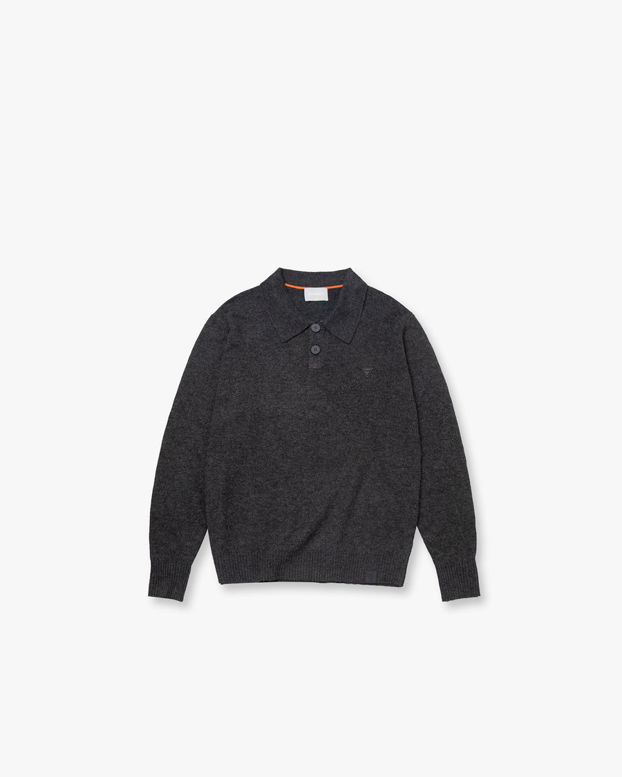 Brushed Wool-Blend Polo Sweater