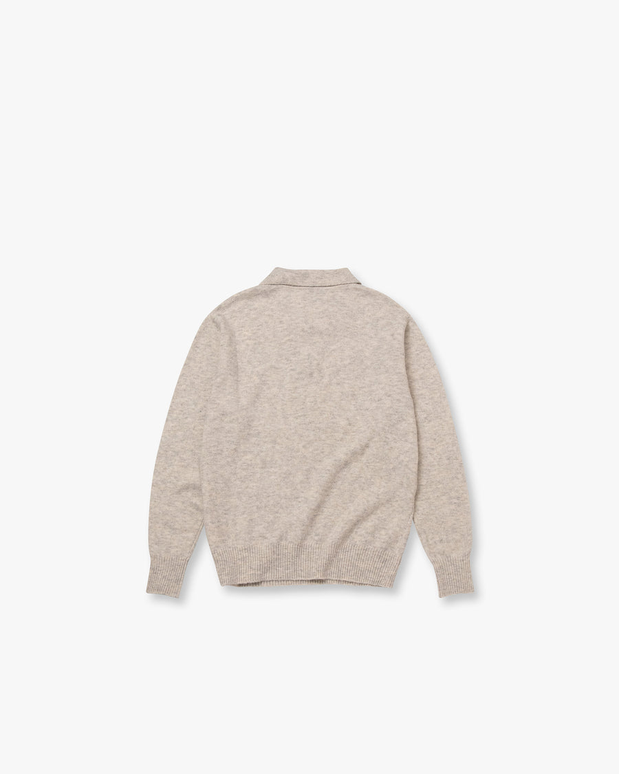 Brushed Wool-Blend Polo Sweater
